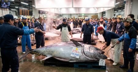 Atum do tamanho de uma motocicleta arrematado por mais de US$ 1 milhão em Tóquio expõe corrida por prestígio e reacende alerta sobre sobrepesca segundo dados históricos