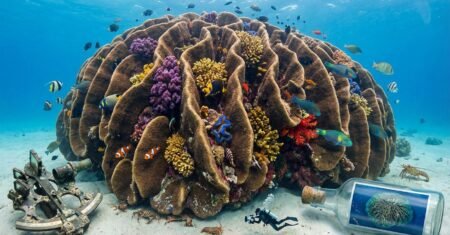 Descoberto no Pacífico um coral gigante com mais de 30 metros, visível do espaço, que reacende alerta e esperança para os recifes