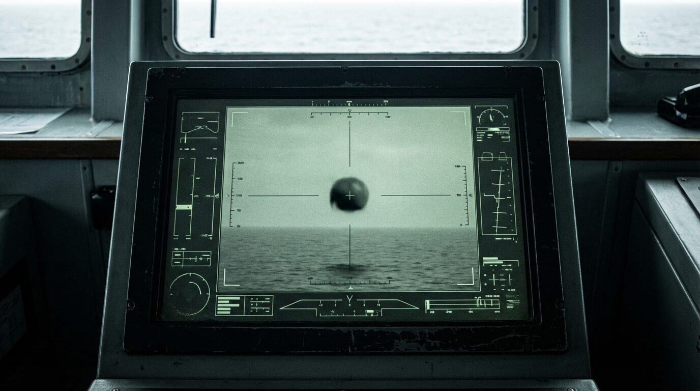 Frame de vídeo da Marinha dos EUA mostra objeto esférico sobre o oceano perto de San Diego em 2019