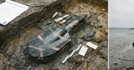 Raríssima ferramenta resiste por 3.500 anos, arqueólogos explicam como pá de madeira ficou preservada em Poole Harbour e o que isso revela sobre a Idade do Bronze