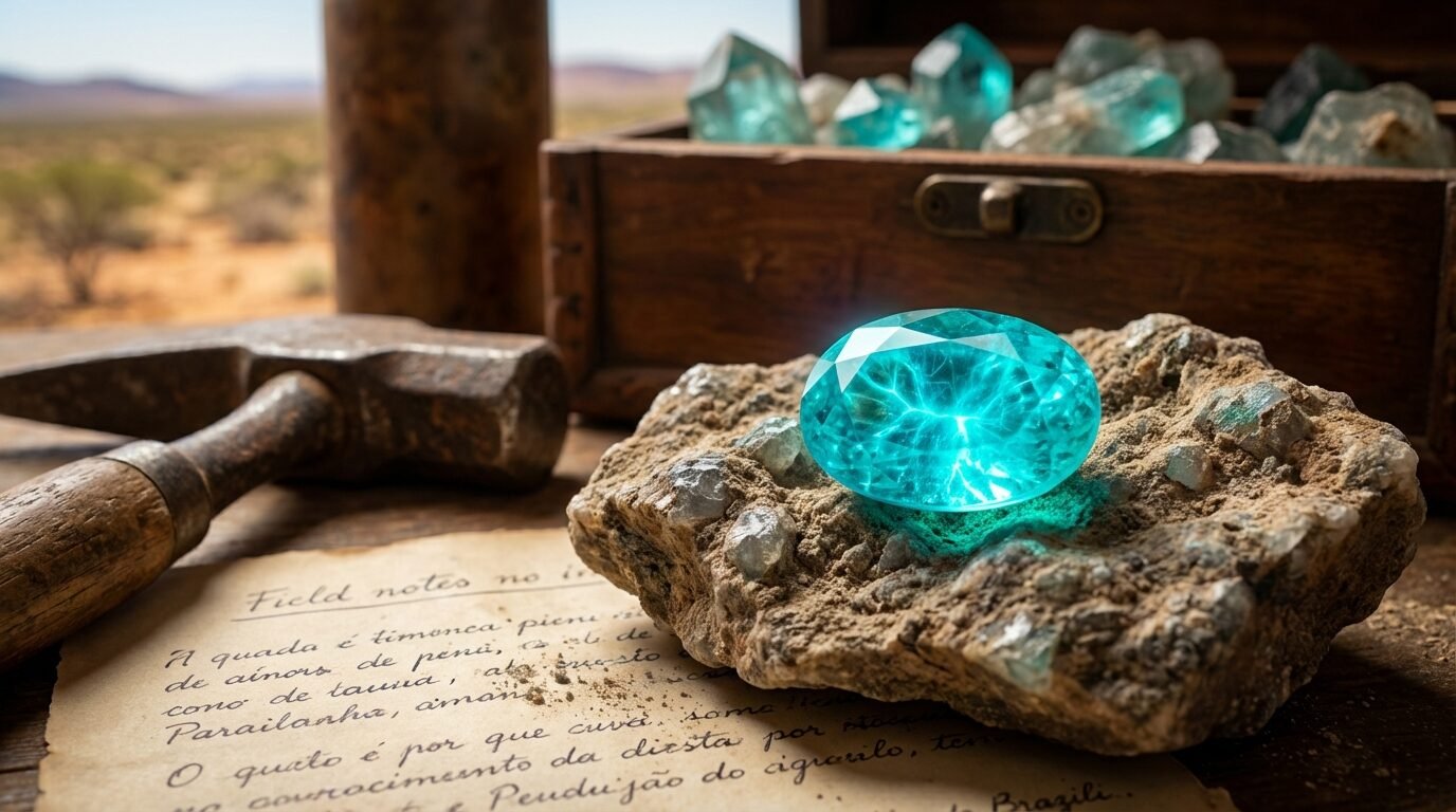 Turmalina Paraíba de cor azul neon lapidada, com brilho intenso