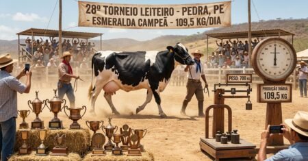 Vaca atleta de 700 kg produz 109,5 kg de leite em um único dia no Agreste, vence torneio em Pedra e eleva a produtividade regional